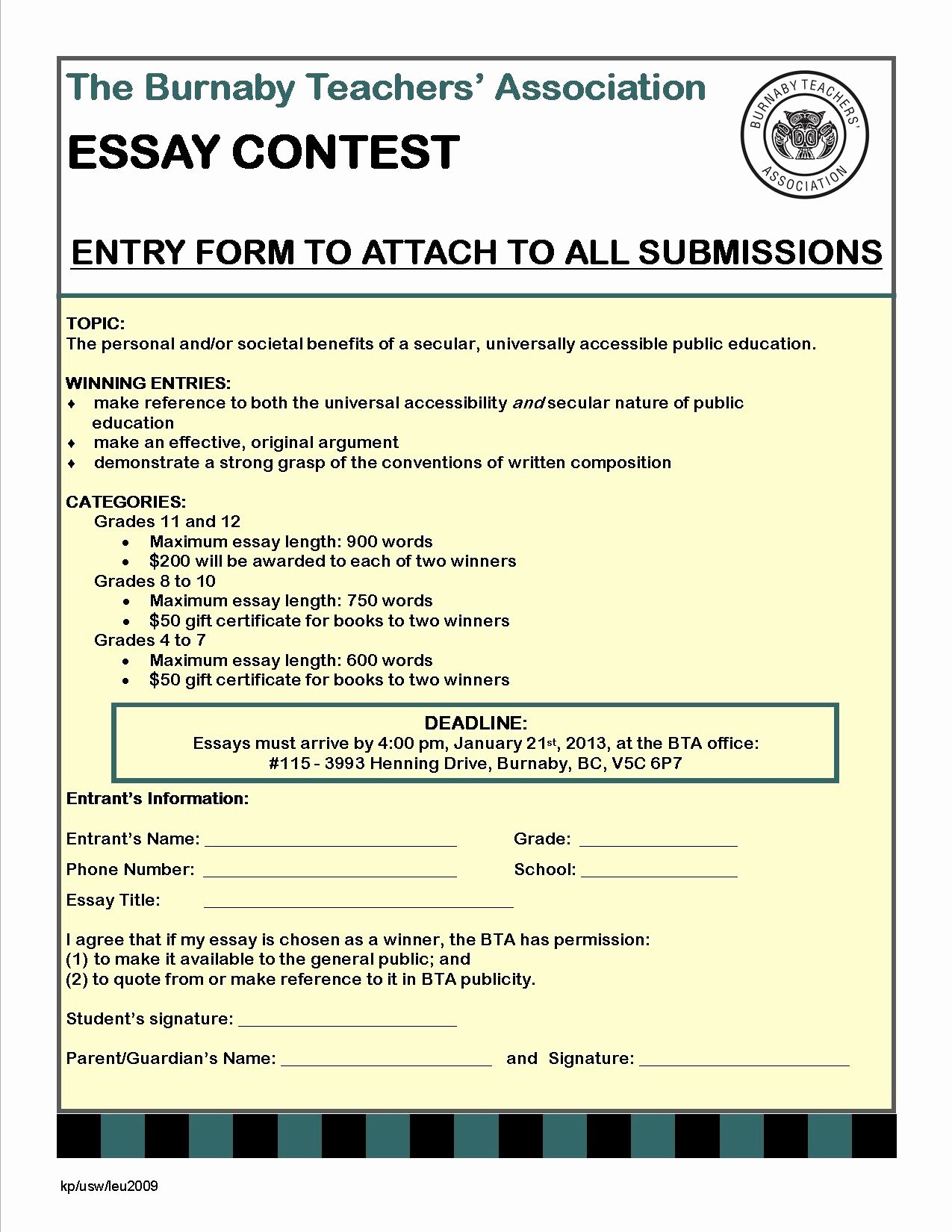 Contest Entry form Template New Free Essay Contest Rules Template Programs