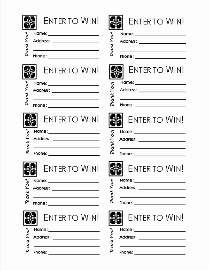 Contest Entry form Template Word Lovely Download Printable Raffle Ticket Templates