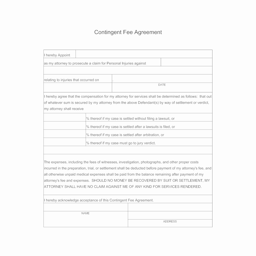 Contingency Contract Example Awesome Contingent Fee Agreement