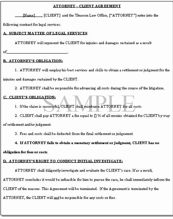 Contingency Contract Example Unique Fee Agreement