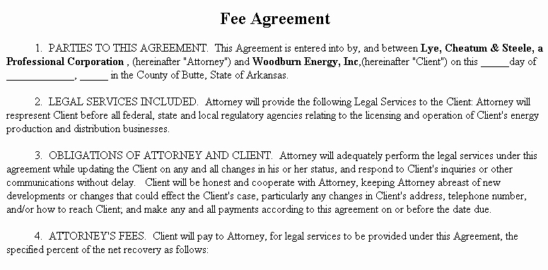Contingency Contract Examples Best Of Fee Agreement