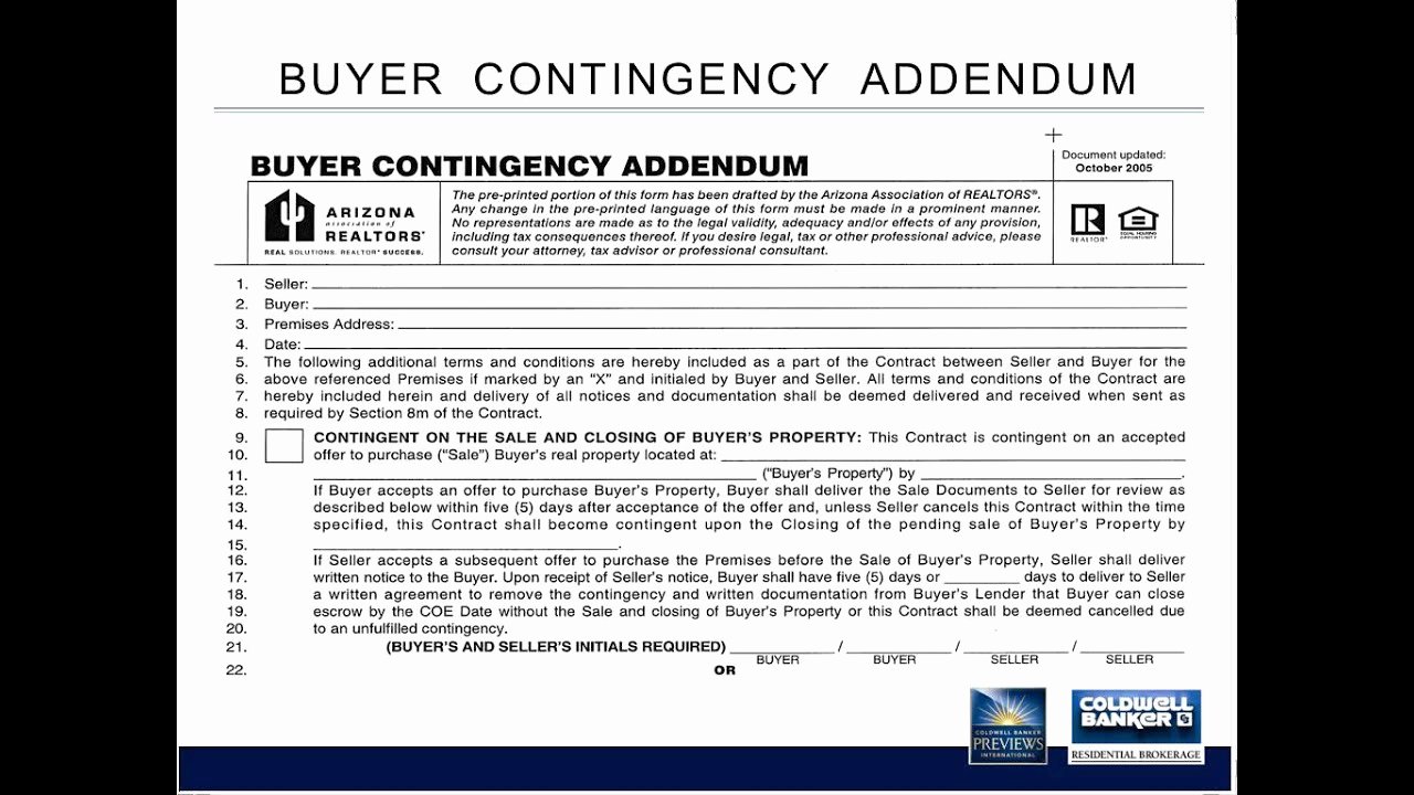 Contingency Contracting Example Awesome ask the Broker Aar Buyer Contingency Addendum 8 15 13