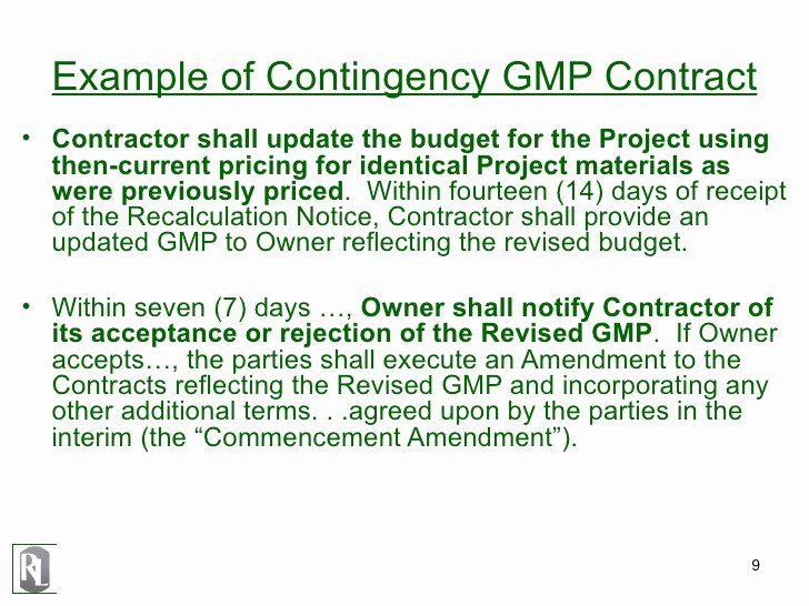 Contingency Contracting Example Elegant Drafting Construction Contracts