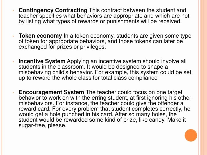 Contingency Contracting Example New Ppt Classroom Management Philosophies Powerpoint