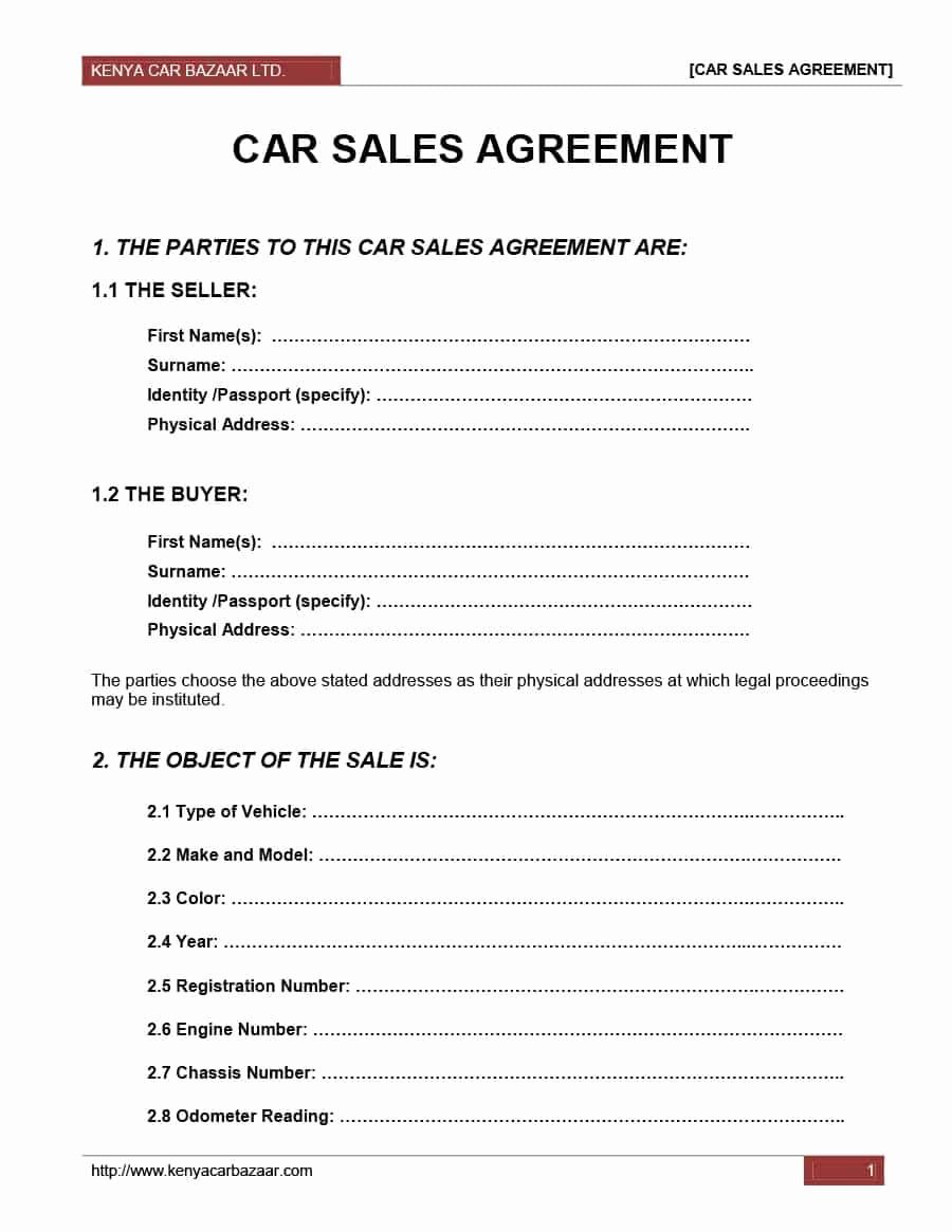 Contract for Buying A Car Awesome Car Resale Agreement format Detail Purchase and Sales