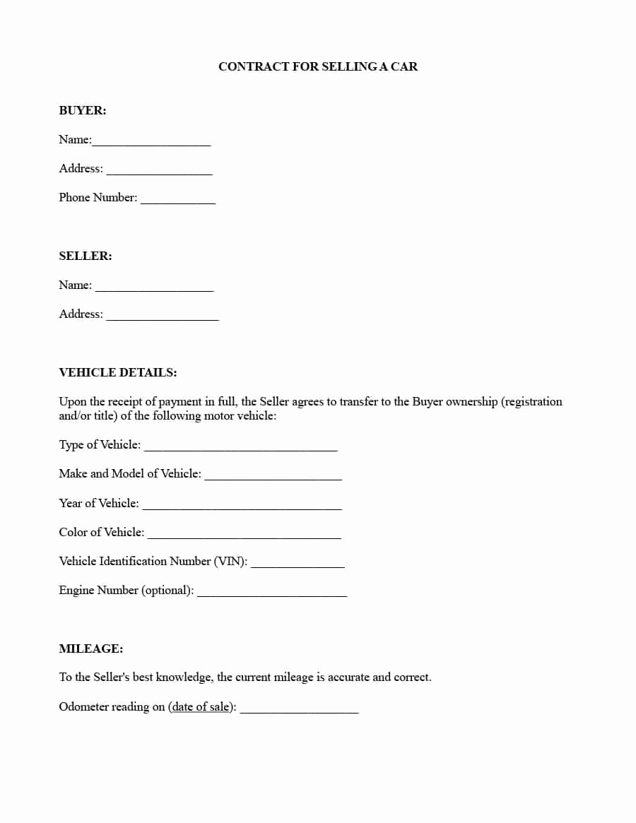 Contract for Buying A Car Best Of 42 Printable Vehicle Purchase Agreement Templates