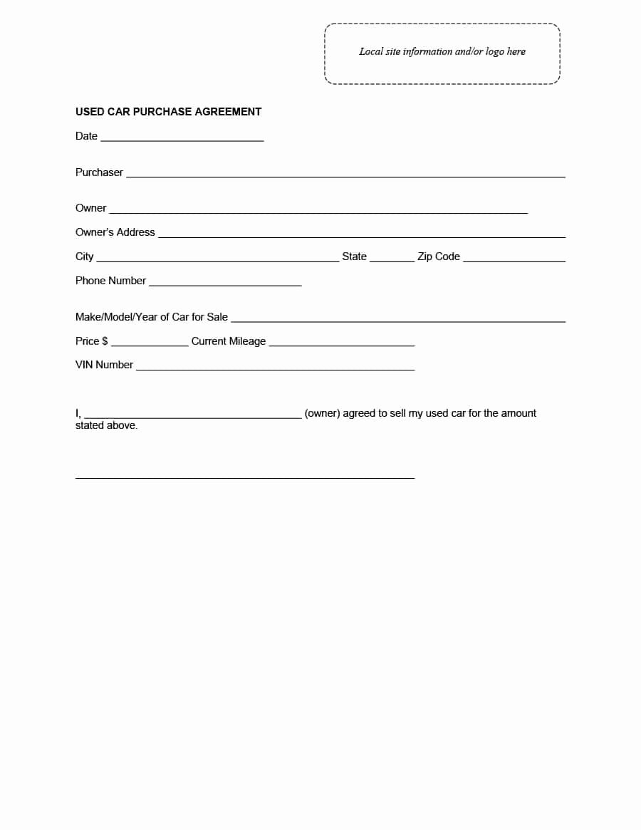 Contract for Buying A Car Elegant 42 Printable Vehicle Purchase Agreement Templates