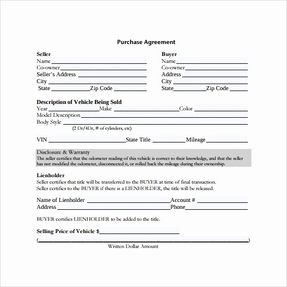 Contract for Buying A Car Fresh 16 Sample Vehicle Purchase Agreements