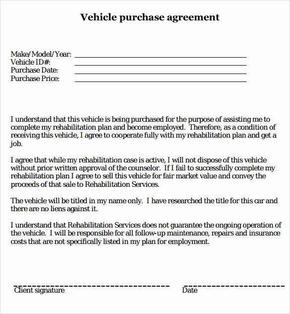 Contract for Buying A Car New 16 Sample Vehicle Purchase Agreements