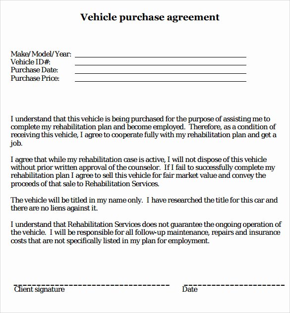 Contract for Buying A Car New 16 Sample Vehicle Purchase Agreements