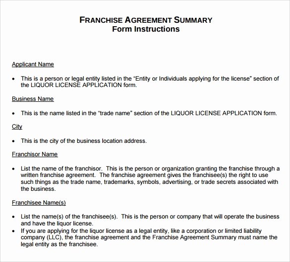 Contract Summary Template Inspirational 9 Sample Franchise Agreements