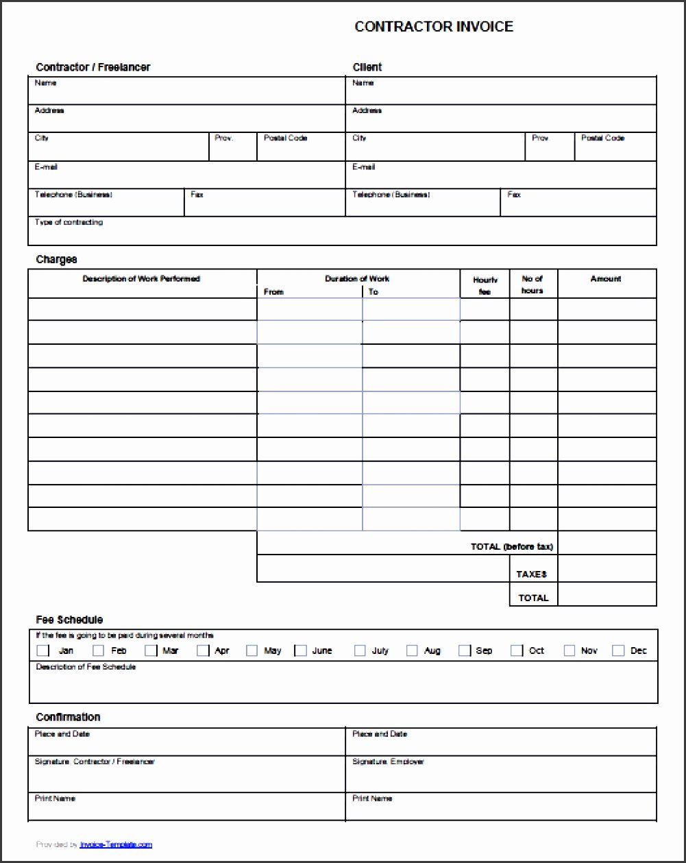 Contractor Invoice Template Excel Awesome Contractor Invoice Template Free Excel Archives