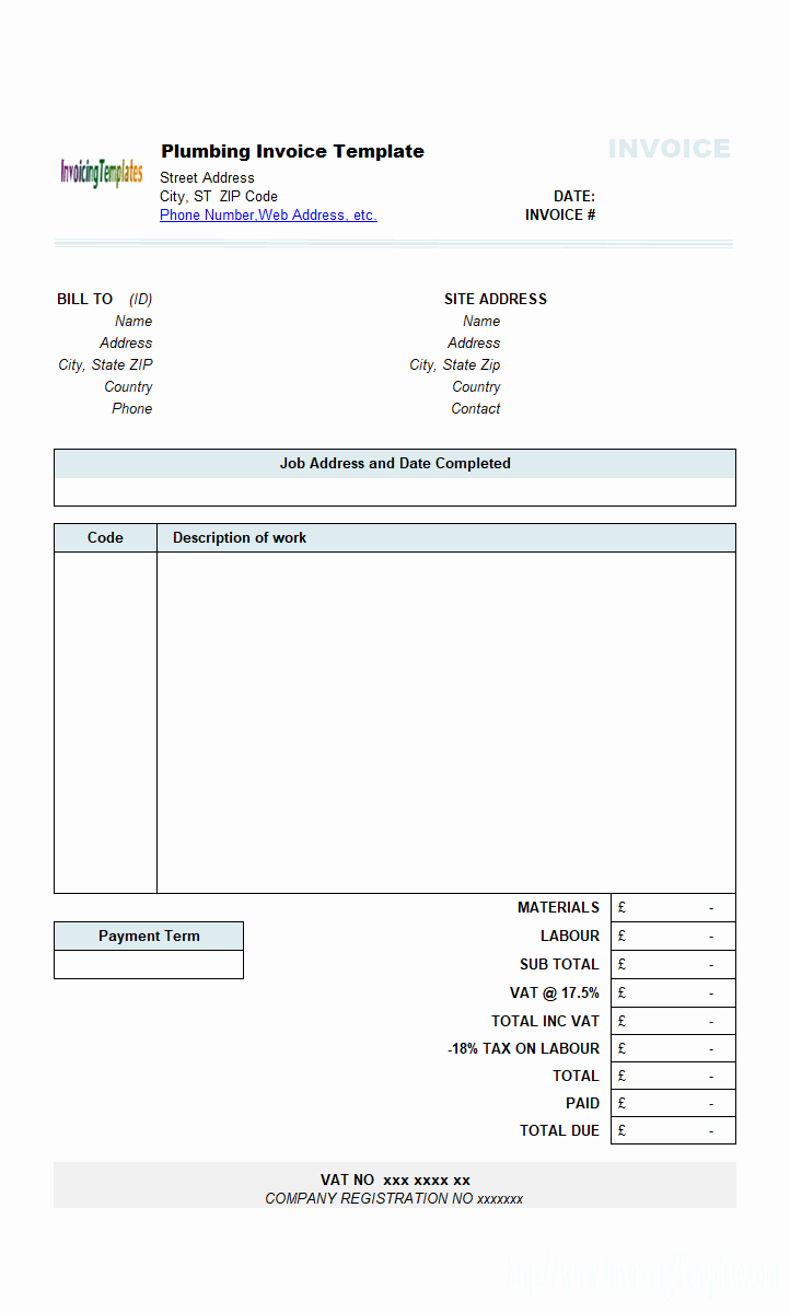 Contractor Invoice Template Excel Best Of Plumbing Contractor Invoice Template