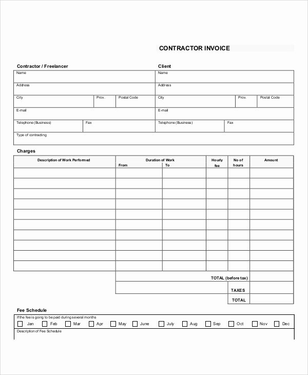 Contractor Invoice Template Excel Luxury Subcontractor Invoice Template