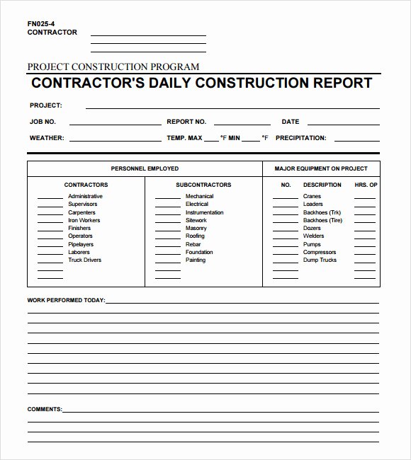 Contractors Daily Log Book New Daily Report Template 12 Free Samples Examples format