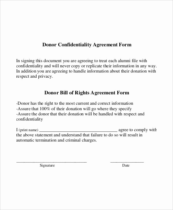 Contracts for Sperm Donors Template Awesome 11 Generic Confidentiality Agreement Templates – Free