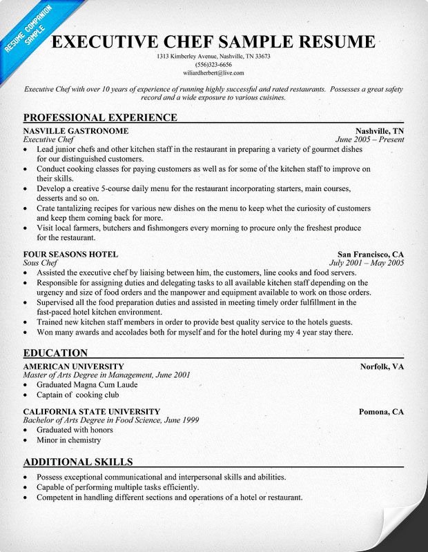 Cook Description for Resume Elegant Executive Chef Resume A Bit Of Everything