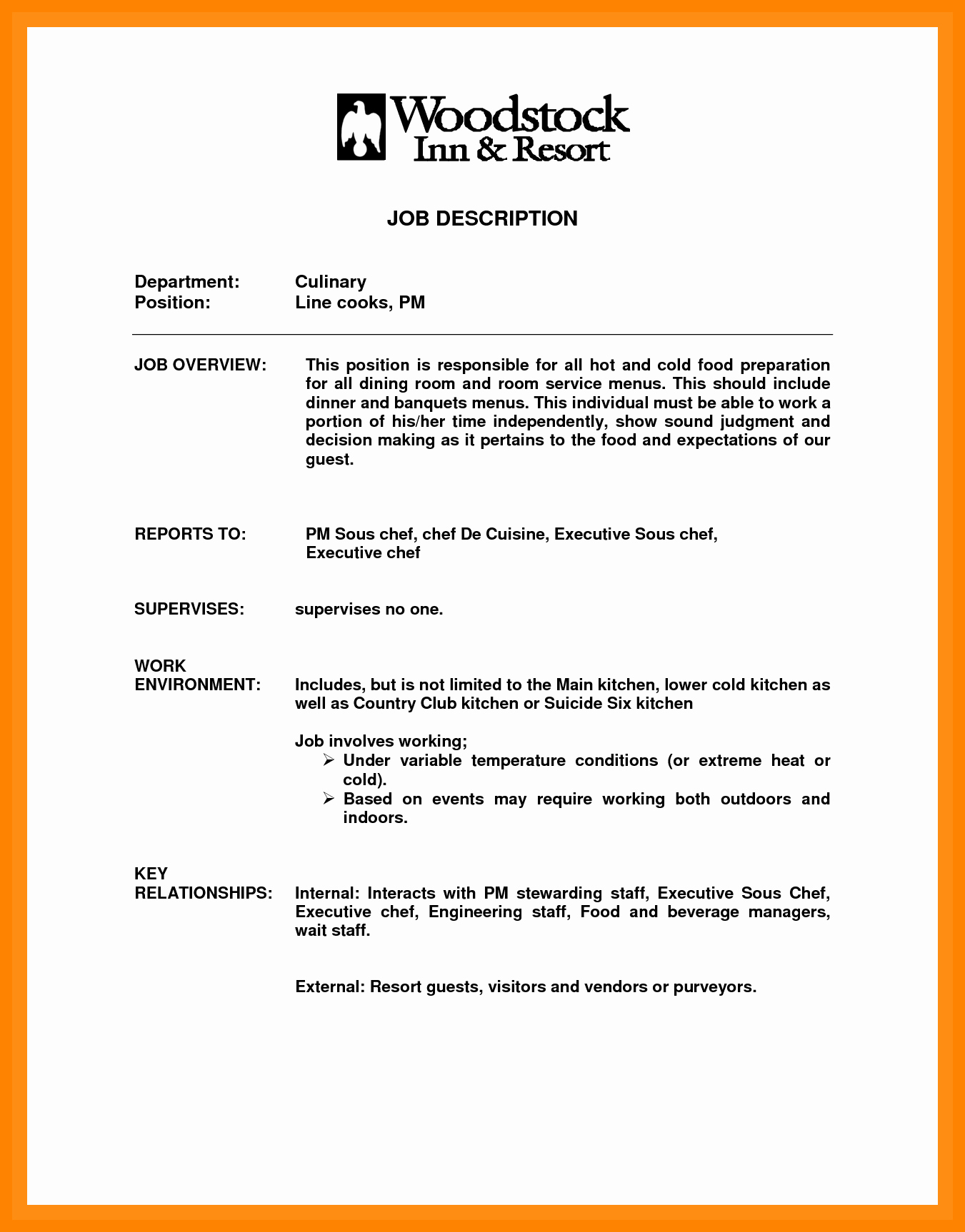 Cook Description for Resume Luxury 10 Resume Objective Line