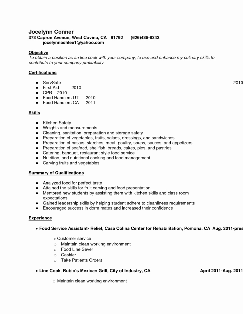 Cook Description for Resume Unique Grill Cook Job Description Outline – Perfect Resume format