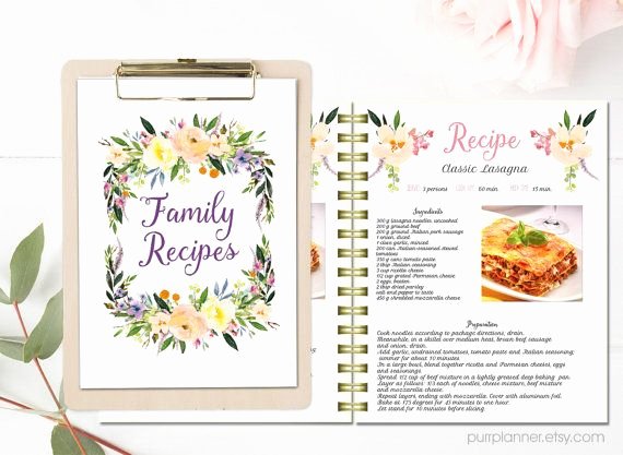 Cookbook Template Pages Beautiful Floral Printable Cook Book Editable Recipe Template