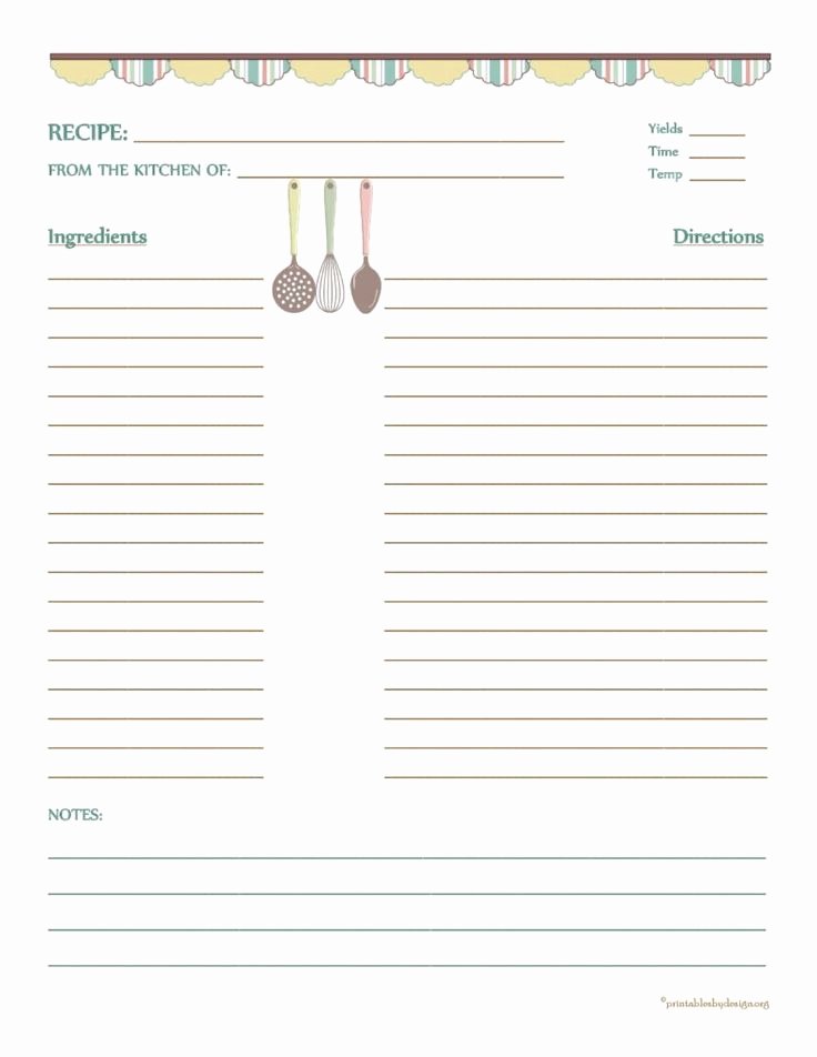 Cookbook Template Pages Inspirational Country Banner Recipe Card 8 1 2 X11