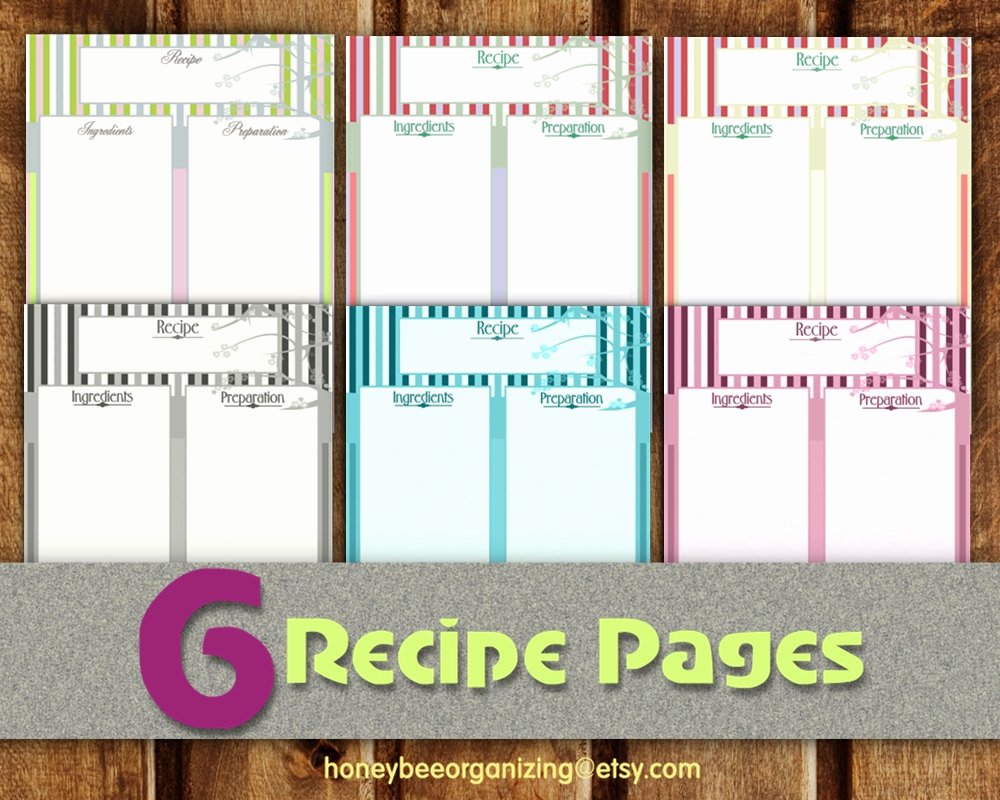 Cookbook Template Pages Inspirational Recipe Pages Instant Download Blank Cooking Book