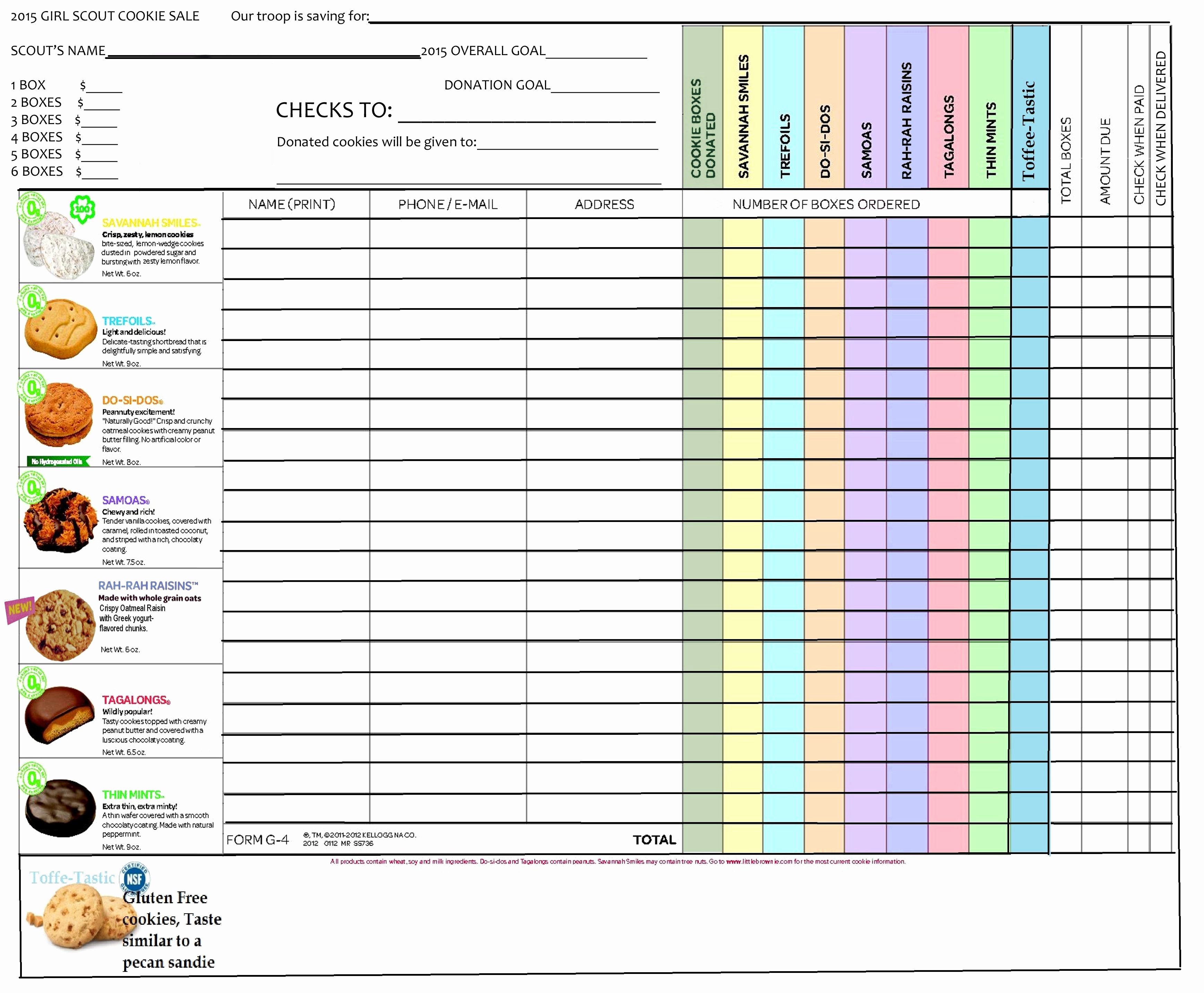 Cookie order form Template Elegant Cookie order form Edited to Include Gluten Free toffee