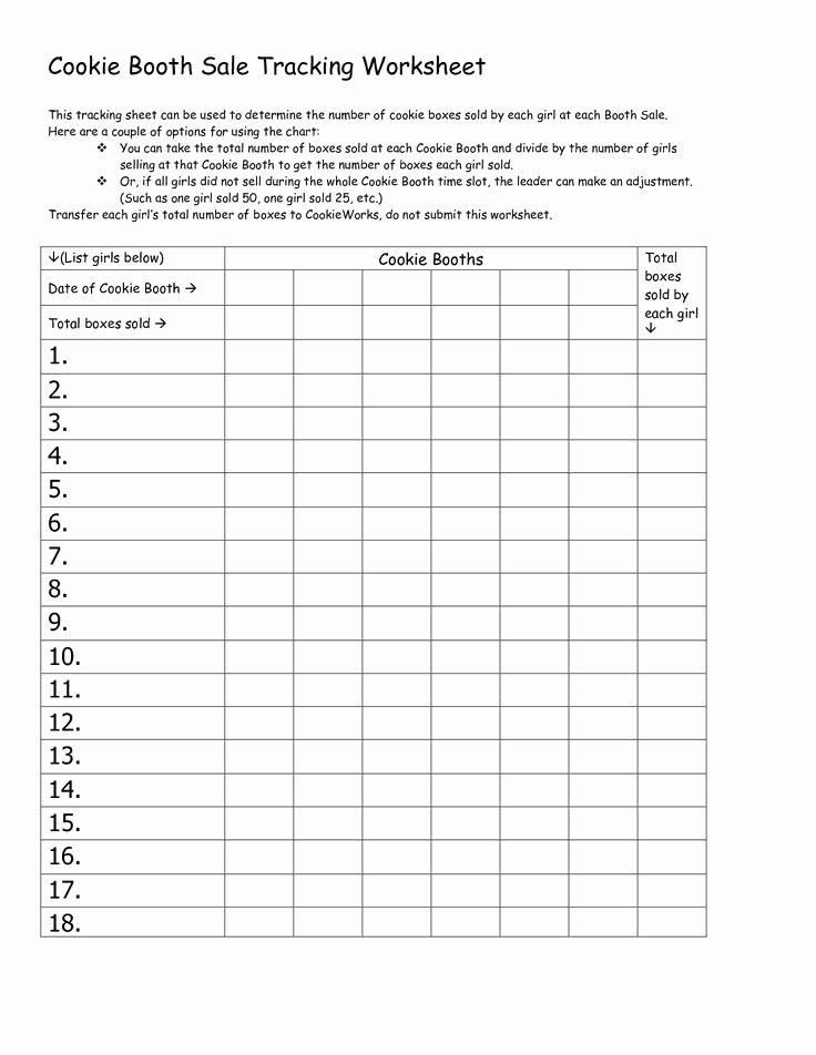 Cookie order form Template Luxury Cookie Booth Sale Tracking Worksheet