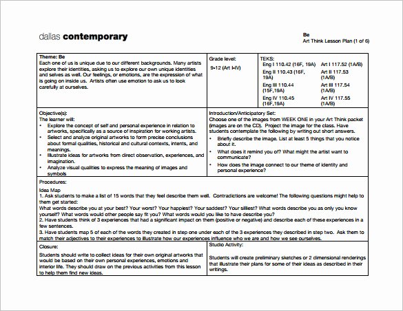 Cooperative Learning Lesson Plan Template Best Of Art Lesson Plan Template 10 Free Word Pdf Documents