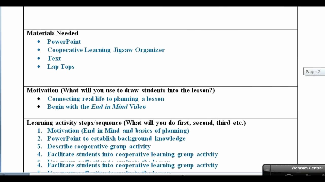 Cooperative Learning Lesson Plan Template Best Of Lesson Plan with Examples Video