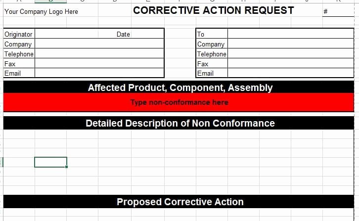 Corrective Action Preventive Action Template Awesome Corrective Action Template for Microsoft Excel