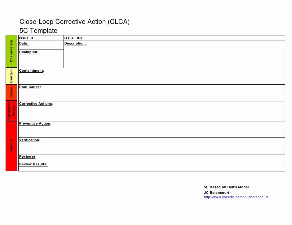 Corrective Action Preventive Action Template Elegant 5 C Template
