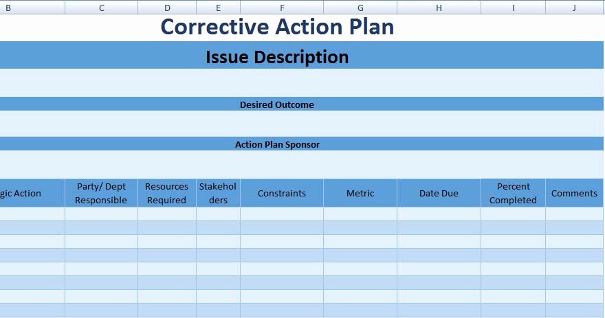 Corrective Action Preventive Action Template Lovely 3 Free Project Action Plan Template Xls Free Excel