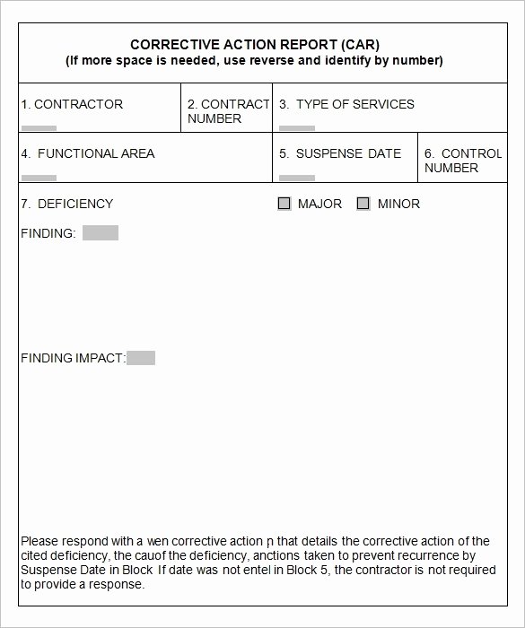 Corrective Action Preventive Action Template Lovely Corrective Action Report Template