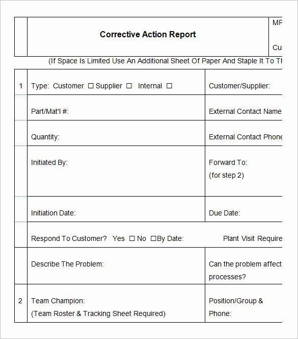 Corrective Action Preventive Action Template Luxury 9 Corrective Action Report Templates Free Word Pdf