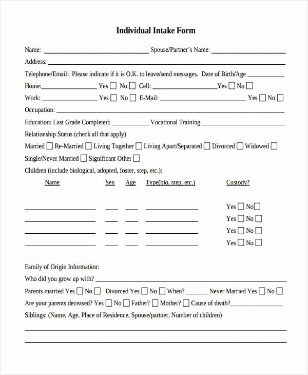 Counseling Intake form Template Awesome 38 Counseling forms In Pdf