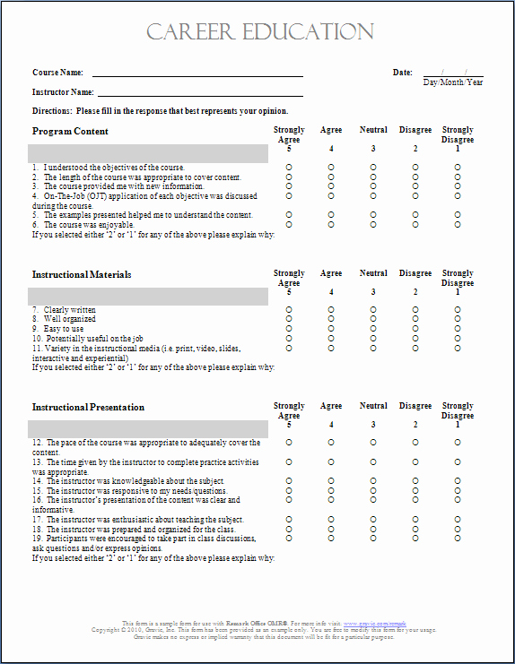 Course Evaluation Template Word Awesome Printable Evaluation form Template Samples and Templates