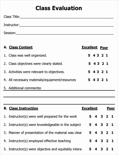Course Evaluation Template Word Beautiful 29 Of Post Class Survey Template Test Prep