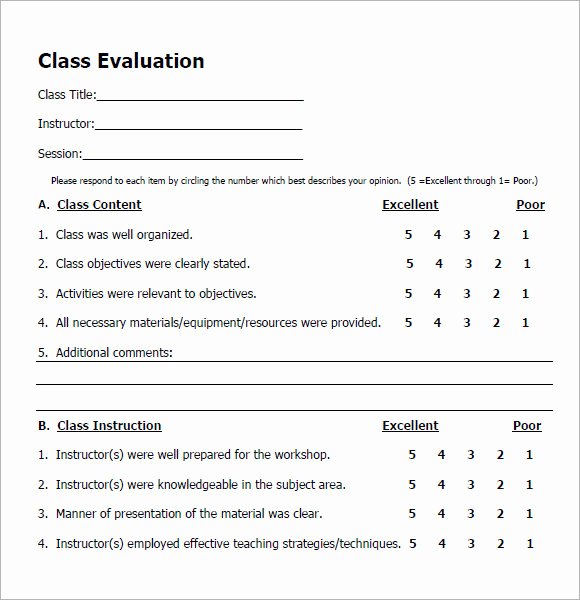 Course Evaluation Template Word Best Of Sample Class Evaluation – 6 Documents In Pdf Word