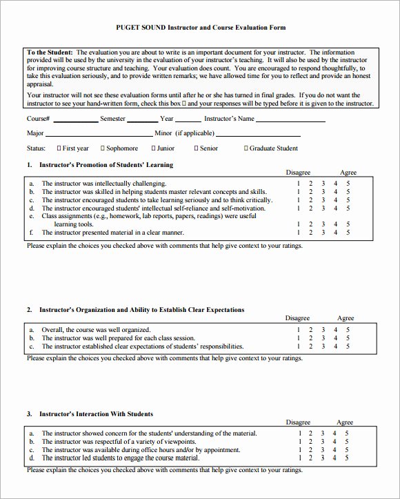 Course Evaluation Template Word Luxury Course Evaluation forms Sample 8 Free Examples format