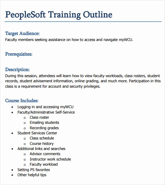 Course Outline Template Word Best Of Training Outline Template 9 Download Free Documents In