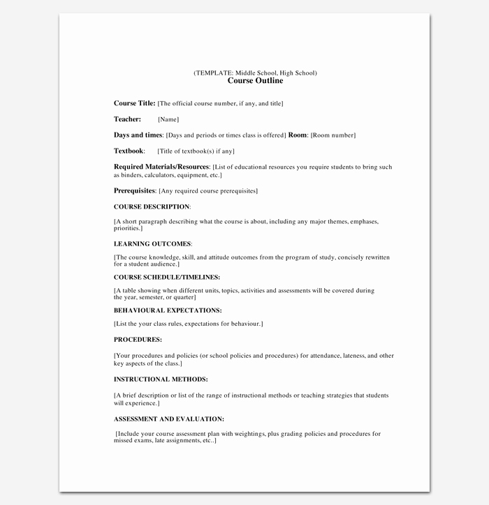 Course Outline Template Word Elegant Course Outline Template 10 Samples for Word &amp; Pdf format