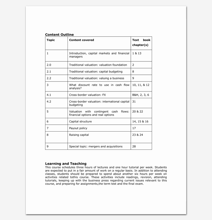 Course Outline Template Word Lovely Course Outline Template 10 Samples for Word &amp; Pdf format