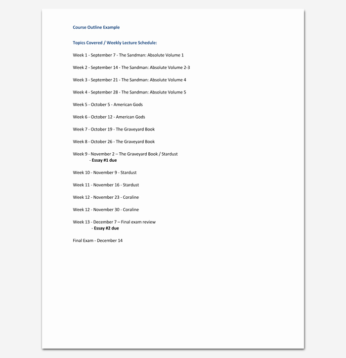 Course Outline Template Word Unique Course Outline Template 10 Samples for Word &amp; Pdf format