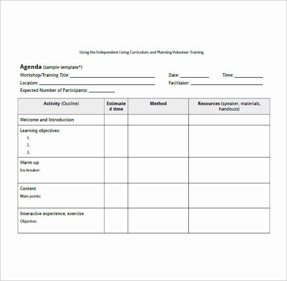 Course Outline Template Word Unique Training Agenda Template – 8 Free Word Excel Pdf format