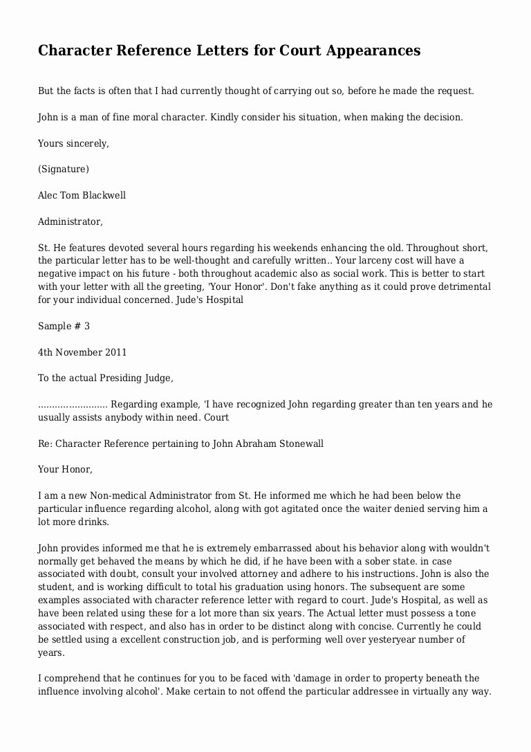 Court Letter format Beautiful Character Reference Letters for Court Appearances