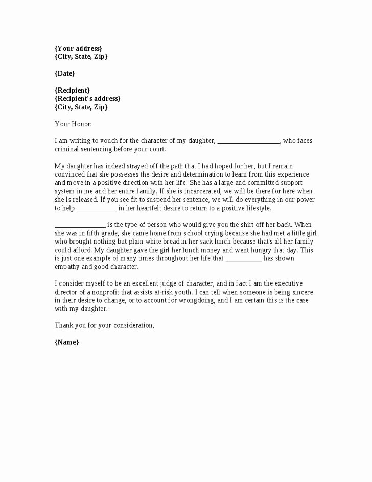 Court Letter format New A Template for A Personal Character Reference From A