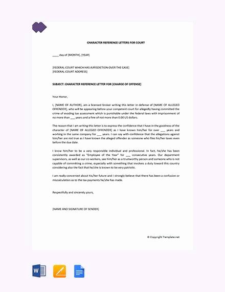 Court Letter format Unique 11 Court Character Reference Letter Samples Pdf Doc