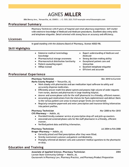 Cover Letter for Kroger Elegant Pharmacy Technician Resume Examples