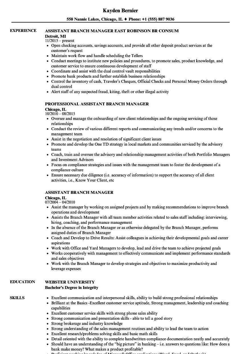 Cover Letter for Kroger Inspirational assistant Branch Manager Resume Samples